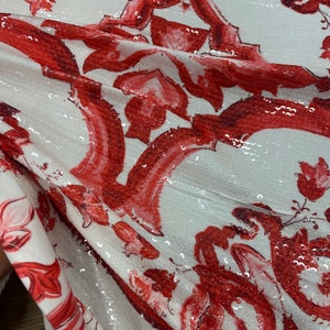 Red Majolica Sequin Fabric: Flexible Evening Dress Material