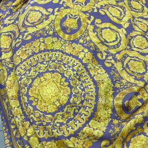 Baroque Lilac & Gold Silky Satin Fabric: Luxury Collection