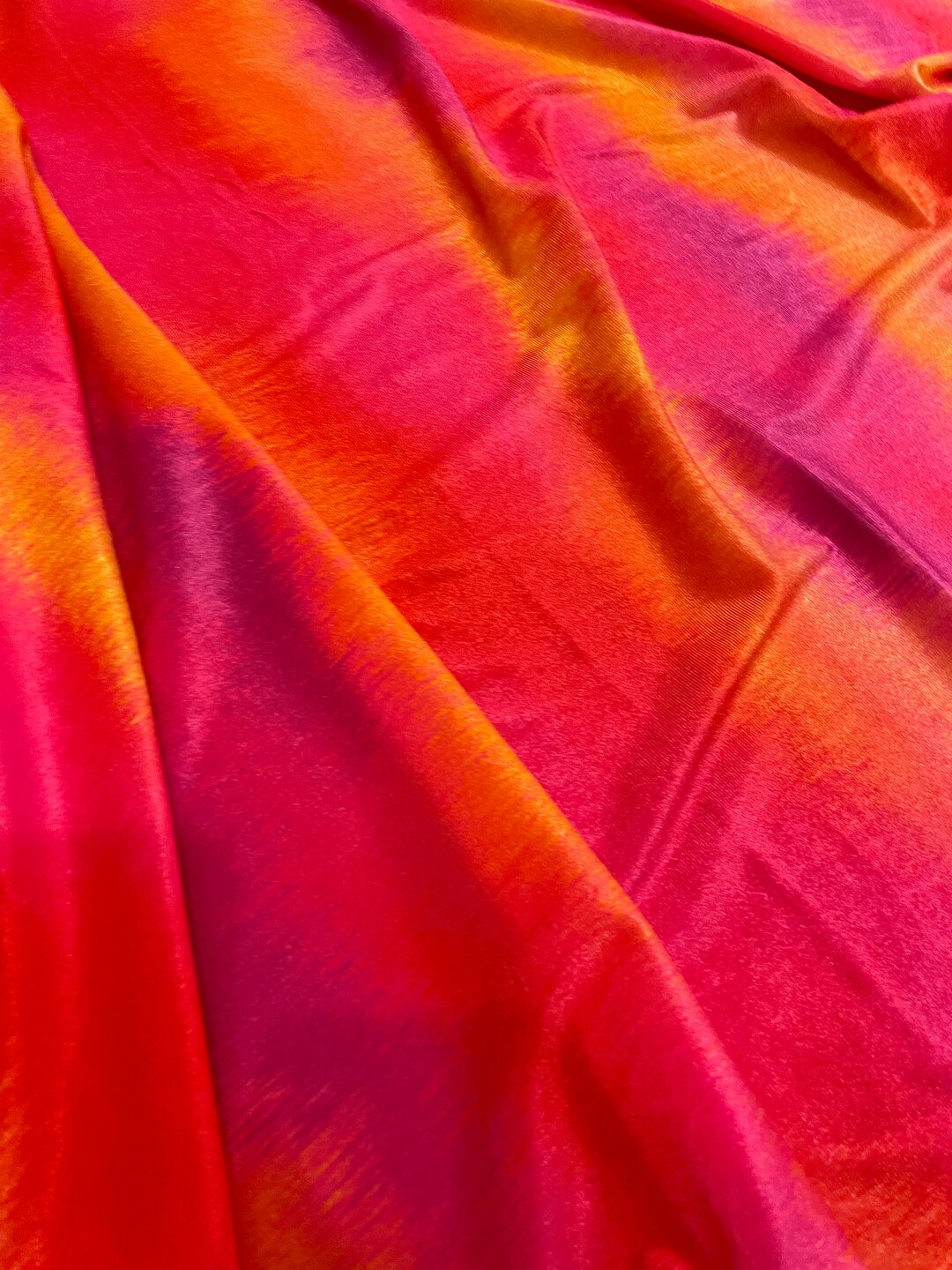 Tie Dye Lycra Velvet Fabric Pink Orange Color Velvet Fabric our Desired