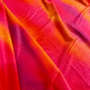 Tie Dye Lycra Velvet Fabric- Pink Orange Color Velvet Fabric - (Our desired pattern is printed on velvet.) lr