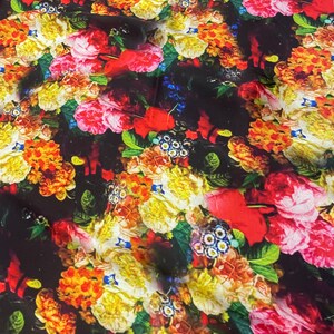 Unique Floral Printed Silk Satin Fabric-High Quality Fabric-(Unique Floral Animal Printed Silk Satin Fabric)