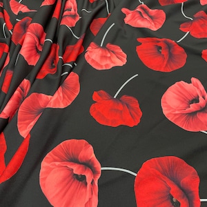 Winter Flexible Crepe Fabric - Floral Patterned Flexible Winter Crepe -lr