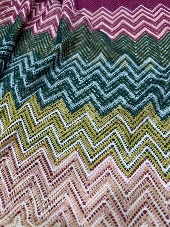 Knitt Fabric, Purple Green Blue Zigzag Pattern, Stretch Crochet Material for Dress Top Skirt-nv- - Etsy Knitt Fabric, Purple Green Blue Zigzag Pattern, Stretch Crochet Material for Dress Top Skirt-nv- - Etsy