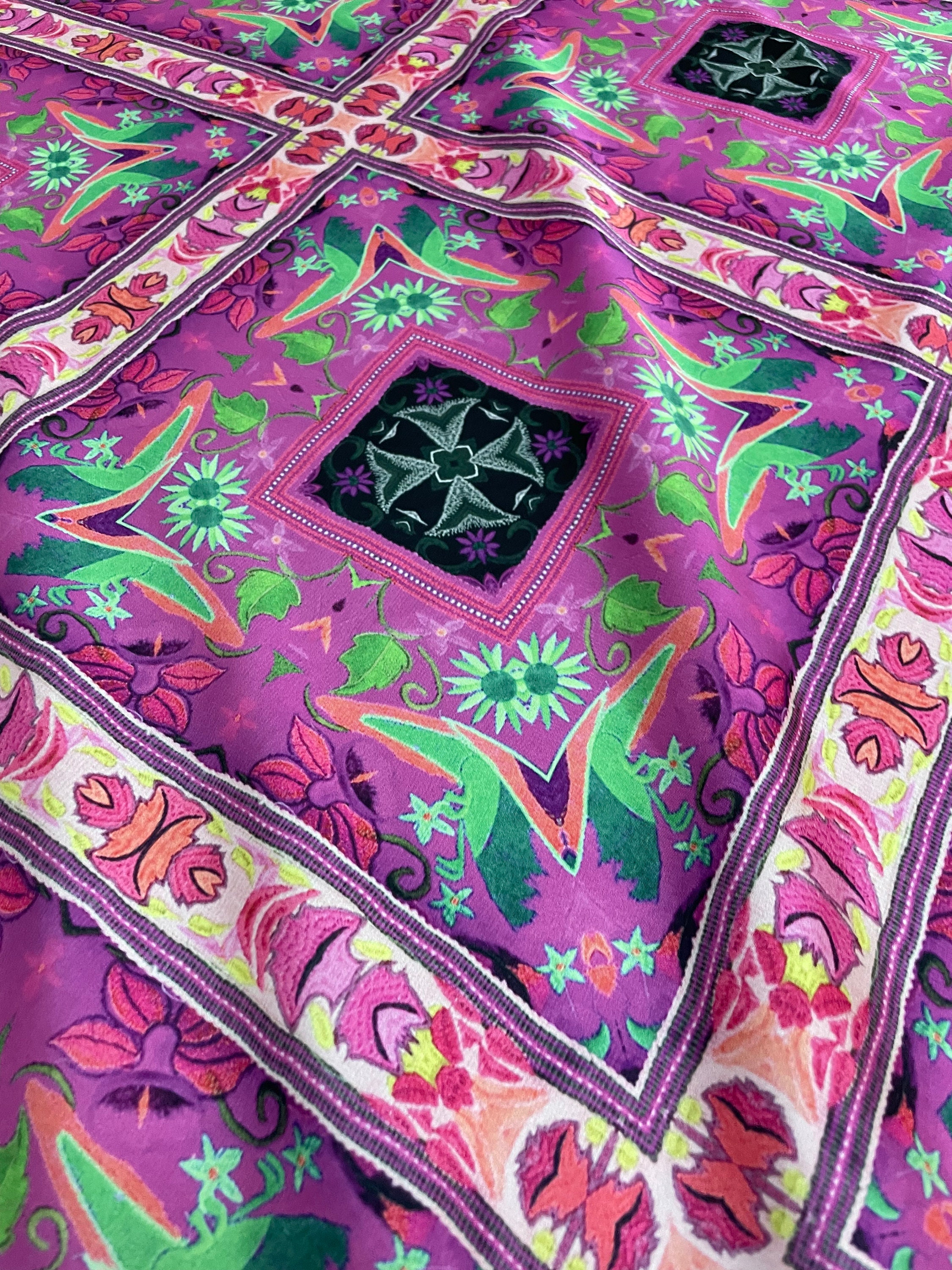 Ethnic Pink Silky Satin Fabric Eyecatching Fabric With Vivid Woven