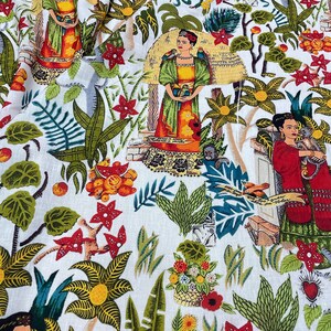 Frida Pattern Linen Fabric, (Possibility of printing on the desired fabric type) lr