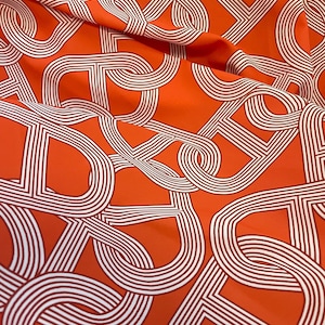 Orange Color Retro Fabric- Vintage Silky Satin Fabric - It is a suitable fabric for Shirt-Dress-Skirt-Kimono-Pants Pajamas-lr