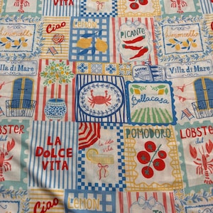 Linnenstof Italiaans citroenpatroon op maat gesneden