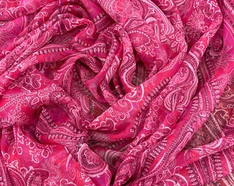 Paisley Pink Fushia Pattern Silky Chiffon Fabric- (Possibility to print on the desired fabric) Get a special offer for wholesale orders - lr