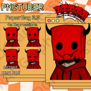 Paper Bag 2.0, Devil, PNGTuber, PNG Tuber, Instant download, PNGTuber Anime avatar, Streamers, Discord, Youtube, Twitch, Ready to use.