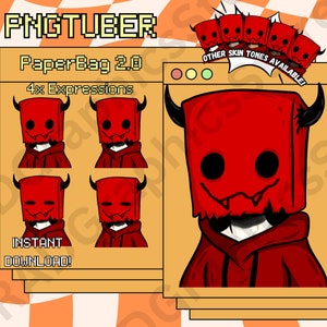 Paper Bag 2.0, Devil, PNGTuber, PNG Tuber, Instant download, PNGTuber Anime avatar, Streamers, Discord, Youtube, Twitch, Ready to use.