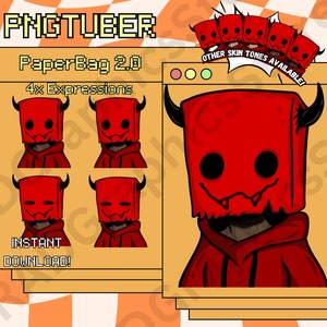 Paper Bag 2.0, Devil, PNGTuber, PNG Tuber, Instant download, PNGTuber Anime avatar, Streamers, Discord, Youtube, Twitch, Ready to use.