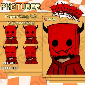Paper Bag 2.0, Devil, PNGTuber, PNG Tuber, Instant download, PNGTuber Anime avatar, Streamers, Discord, Youtube, Twitch, Ready to use.