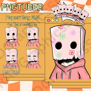 Paper bag 2.0, Flowers, PNGTuber, PNG Tuber, Instant download, PNGTuber Anime avatar, Streamers, Discord, Youtube, Twitch, Ready to use.