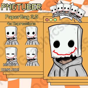 Paper Bag 2.0, Smile, PNGTuber, PNG Tuber, Instant download, PNGTuber Anime avatar, Streamers, Discord, Youtube, Twitch, Ready to use.