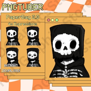Paper Bag 2.0, Skelly, PNGTuber, PNG Tuber, Téléchargement immédiat, PNGTuber Avatar anime, Streamers, Discord, Youtube, Twitch, prêt à l'emploi.