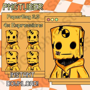Paper Bag 2.0, PNGTuber, PNG Tuber, Download istantaneo, PNGTuber Anime avatar, Streamer, Discord, Youtube, Twitch, Pronto per l'uso.