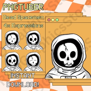 Skeleton Spaceman, PNGTuber, PNG Tuber, Descarga instantánea, Avatar de anime PNGTuber, Streamers, Discord, Youtube, Twitch, Listo para usar.