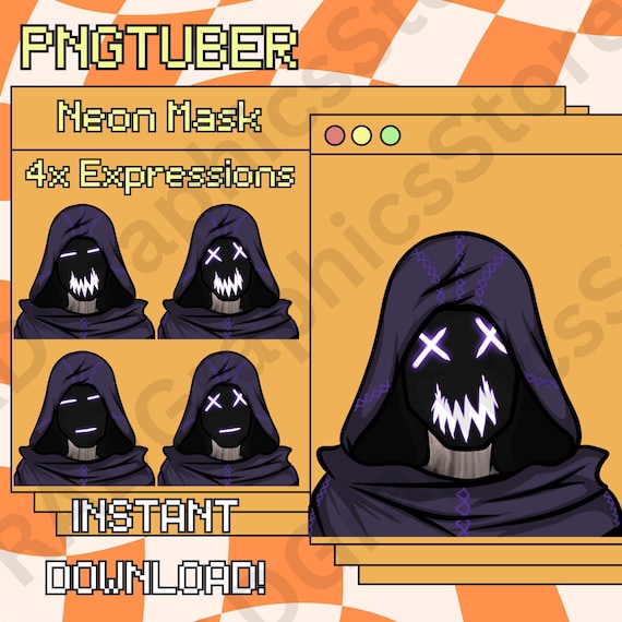 Anime Horror Neon Mask PNGTuber Avatar (Instant Download)