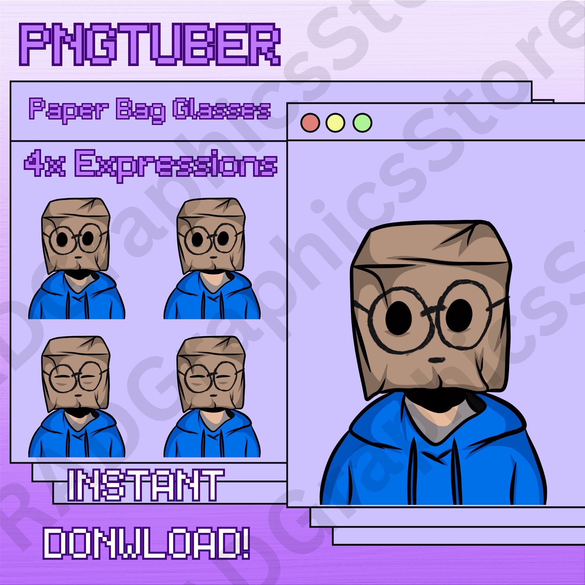 Paper Bag Boy Glasses Pngtuber PNG Tuber Instant Download Etsy Canada