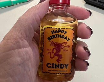Personalized Fireball Themed Mini Bottle Labels. For 50 ml
