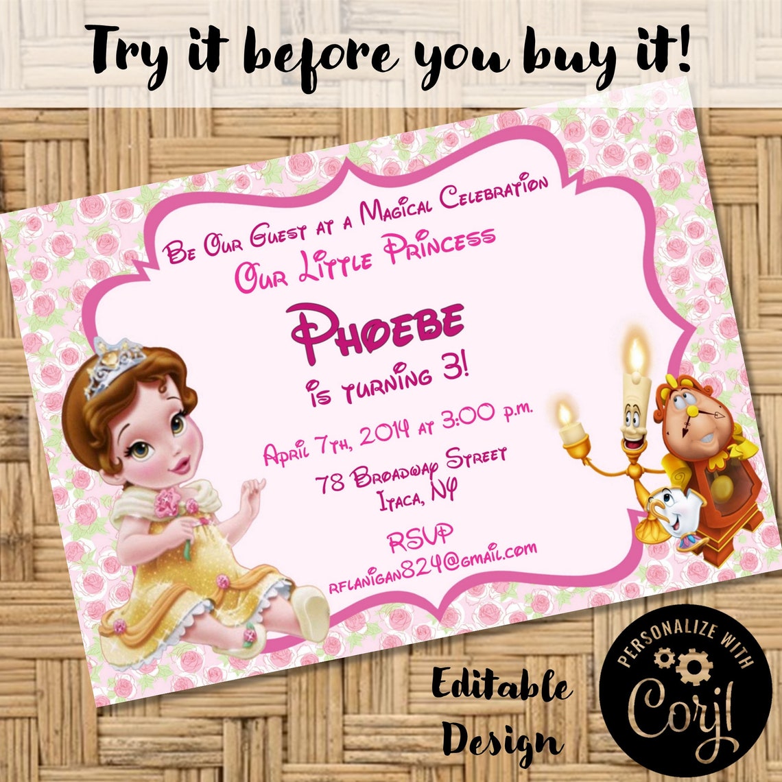 Editable Baby Belle Beauty and the Beast Belle Printable - Etsy