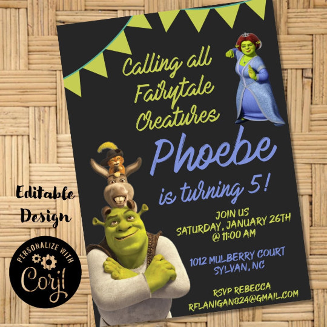 Shrek Printable Birthday Party Invitation Shrek Chalk Board Digital Shrek Printable Birthday Party Invitation Shrek Chalk Board Digital
