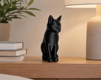 Cat Figurine Geometric Cat Statue Minimalist Black Desk Ornament Cat Decor Modern Shelf Display Home Office Cat Lover Gift Birthday