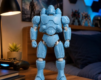 Mech Robot Figurine Sci Fi Desk Ornament Blue Robot Statue Gaming Display Gift Men Gamer Gift Robot Collector Birthday Gift Boy Bedroom