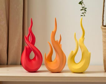 Mini Flame Sculpture Set Modern Abstract Fire Decor 3D Printed