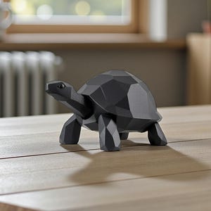 Tortoise Statue Low Poly Desk Decoration Modern Home Office Tortoise Figurine Shelf Display Matte Black Sculpture Housewarming Gift Her