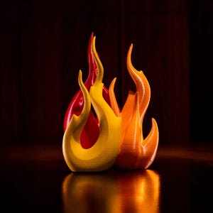 Flame Sculpture 3D Printed Fire Decor Modern Flame Art Desk Accent Abstract Fire Decoration Abstract Flame Art Centerpiece Set of 3 Fire