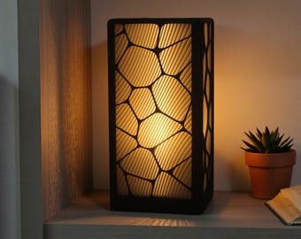 Voronoi Style Table Lamp 3D Printed Geometric Bedside Mood Light Minimalist Modern Home Office Decor Ambient Lighting Gift Idea For Her UK