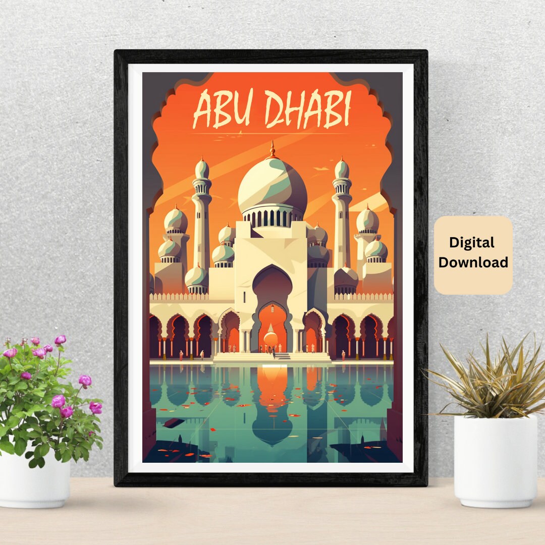 UAE Travel Poster Abu Dhabi Printable Wall Art UAE Tourist Etsy