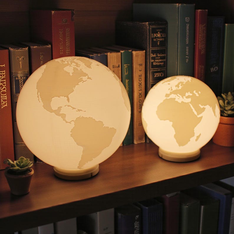 Globe Night Light 3D Printed World Map Lamp Earth Sphere Bedside ...