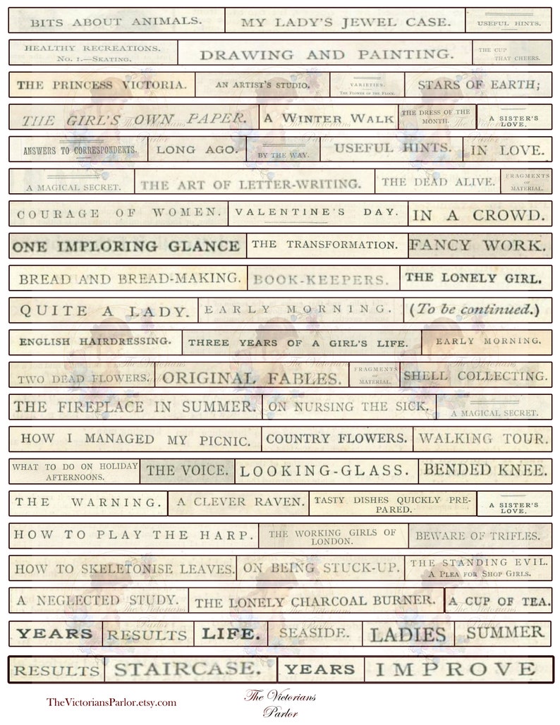 Printable Victorian Words List 75 Digital Words Printable Etsy