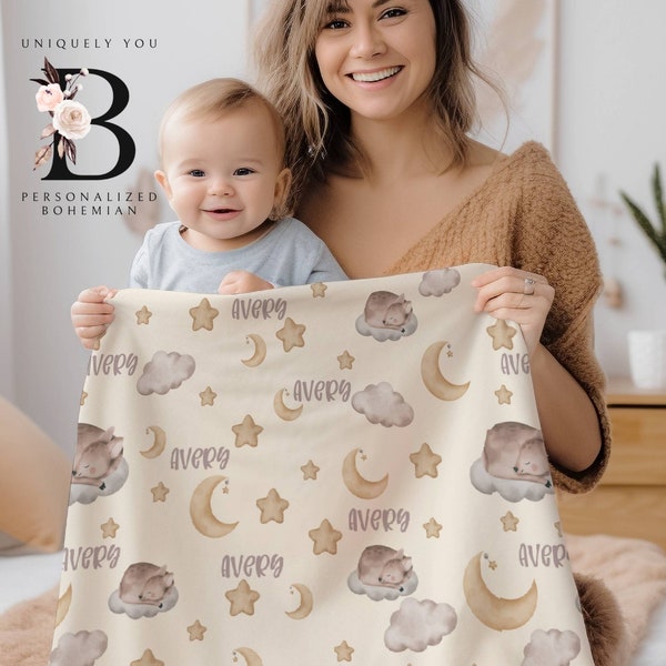 Boho Custom Blanket | Personalized Nursery Gift Blanket | Boho Woodland Deer Gift | Baby Girl Blanky | Soft Swaddle Blanket | Christmas Gift