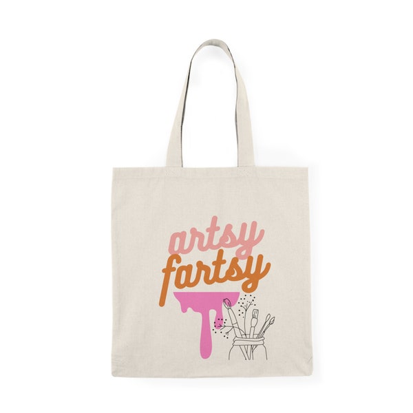 ARTSY FARTSY Tote Bag, Art Tote Bag, Artsy Tote Bag, Colorful Art Bag, Paintbrush Bag, Retro Tote Bag