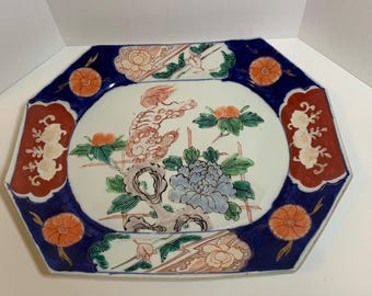 Antique Japanese Imari Arita Ware Octagonal Platter, c. 1900