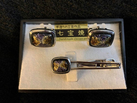 Cloison Art cufflinks and tie clip - image 1