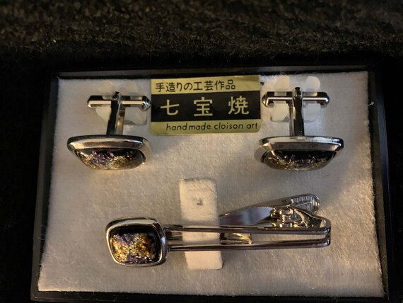 Cloison Art cufflinks and tie clip - image 3