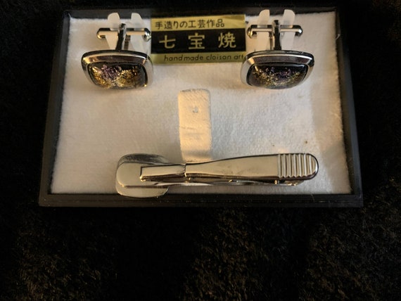 Cloison Art cufflinks and tie clip - image 2