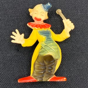 Vintage Plastic Clown Cake Topper with Microphone