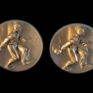 Swank bowling cufflinks, two toned - silver/gold, bowler with bowling ball