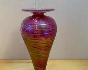 Art Glass Perfume Bottle Designed by Tom Stoenner, Pink Luster