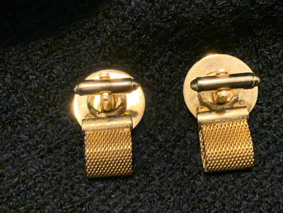 Capricorn gold tone mesh wraparound cufflinks mar… - image 2