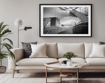 ARCHITECTURE // Photo print of winding stairs at House of Music in Denmark, Original photography, Wall art, Poster, Home Decor