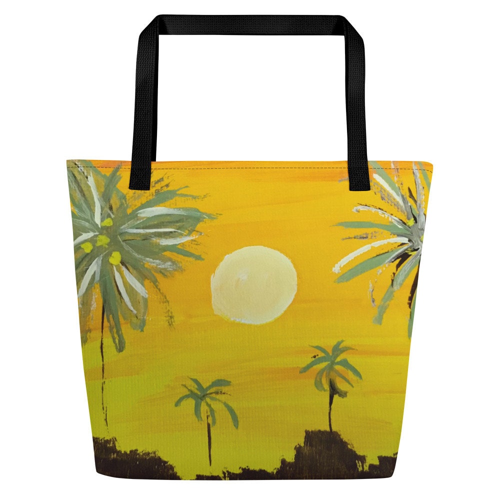 Large Graphic Yellow JO Tote Bag for the Beach or for Shopping 