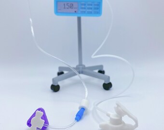 AIESI® Support de perfusion en ACIER INOXYDABLE avec 4 crochets en plastique et roues pivotantes