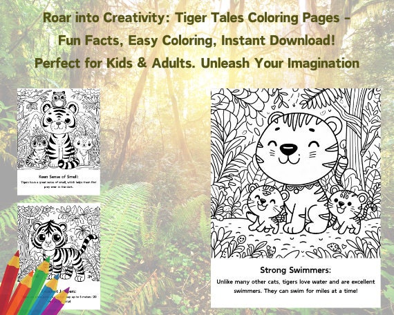 Tiger Tales Coloring Pages Fun Facts, Easy Coloring Book, Instant ...
