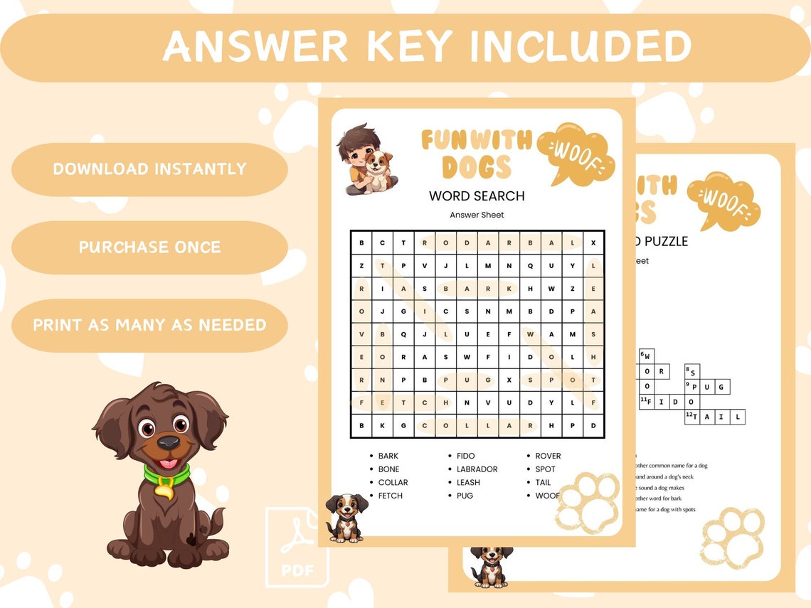 Fun With Our Dog Lover's Puzzle Pack Digital Download Printable Dog ...